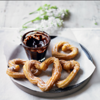 Martha Collison's heart-shaped churros with hot chocolate dip